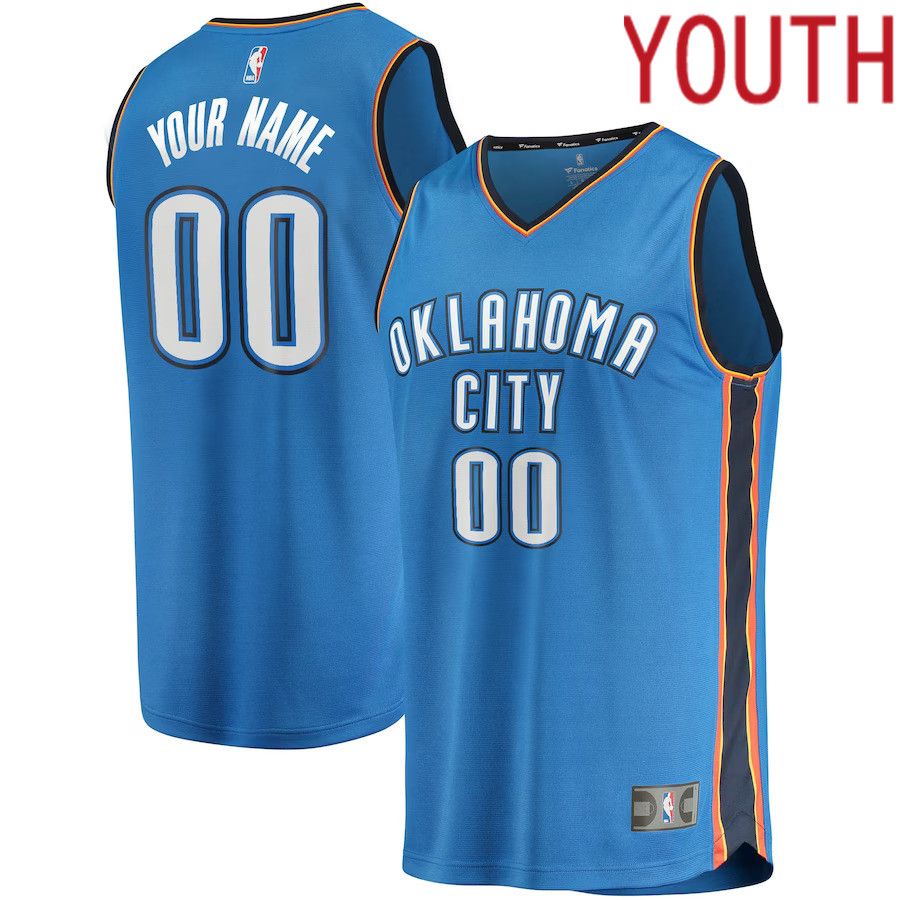 Youth Oklahoma City Thunder Fanatics Branded Blue Icon Edition Fast Break Custom Replica NBA Jersey->customized nba jersey->Custom Jersey